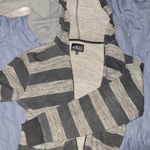 Hot Topic Jackets & Coats Hot Topic Rude Gray Jacket With Hoodie